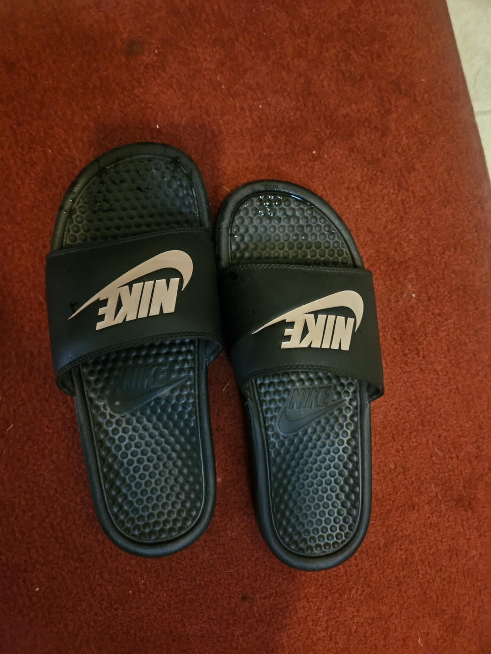 Nike Black Slide Sandals with White Logo
